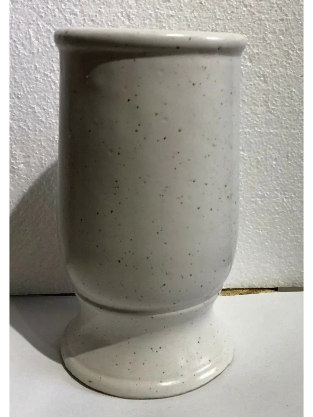 Vintage Stoneware Vase Speckled White RWC 1010 mark Mid Century